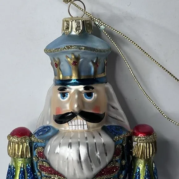 Fitz & Floyd Nutcracker 7” Glass Christmas Holiday Ornament Soldier - Picture 2 of 7